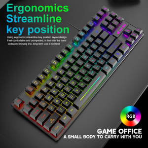 Teclado con cable para PC, resistente al agua, retroiluminado, ergonómico, coloridos Accesorios para ordenador, teclado portátil para juegos - Product Image 6