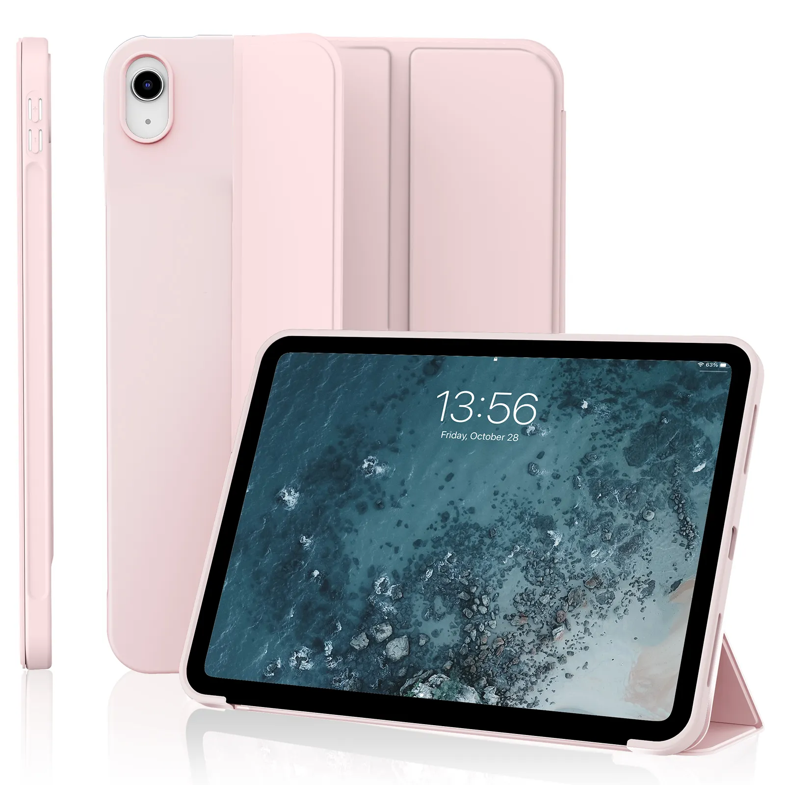 Casing pelindung dengan TPU lembut belakang dan penutup otomatis bangun/tidur untuk iPad mini 4 7.9 inci