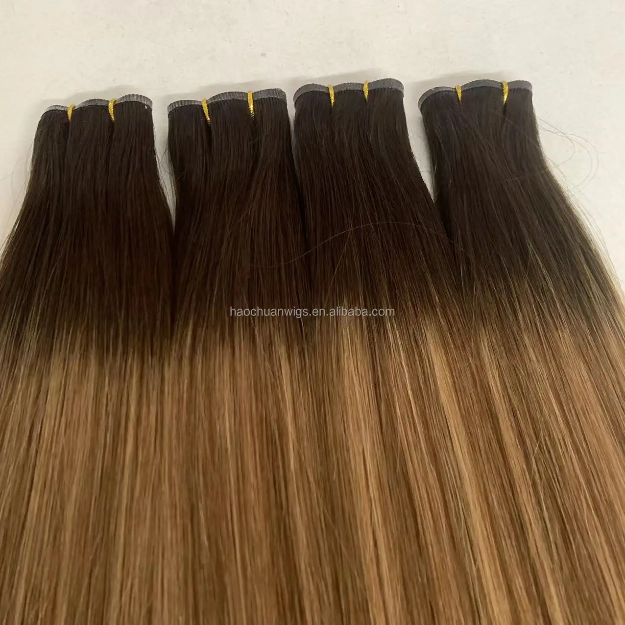 2024 QICAI 100% Human Virgin Remy Cuticle Aglined Russian Hair Can Be Cut Genius Weft Hair Extensions