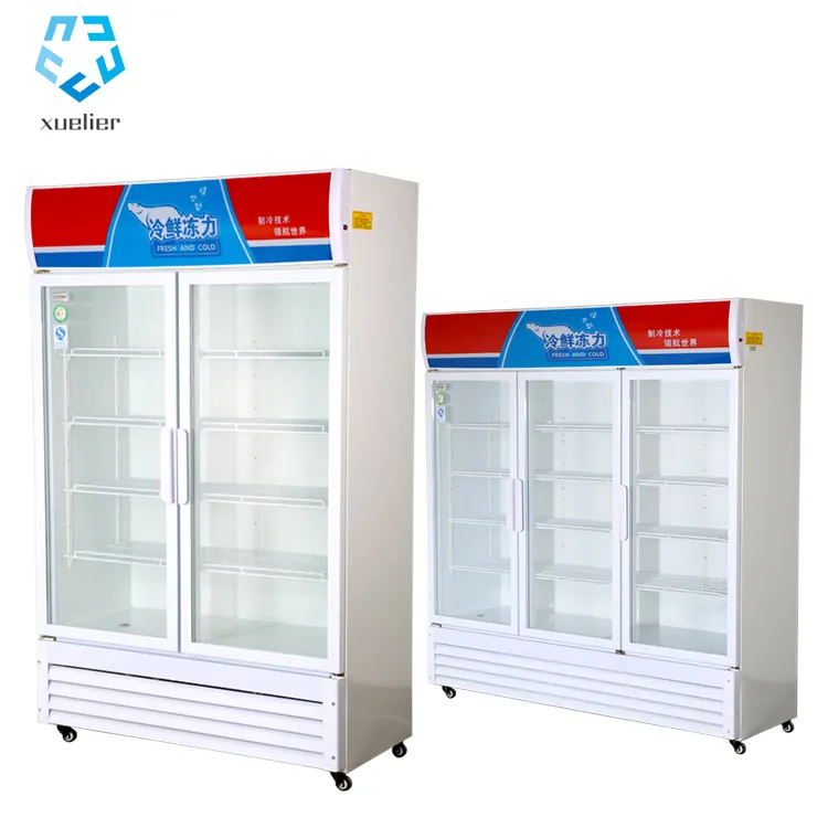Enfriador vertical comercial de doble puerta para alimentos congelados con buena calidad