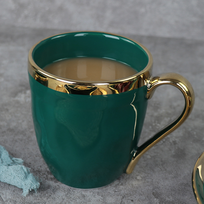 Gold rim watermugs wholesale ceramic coffer tea cup mugs with logo