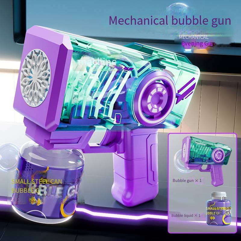 Pistolet à bulles mécanique transparent-violet-vert