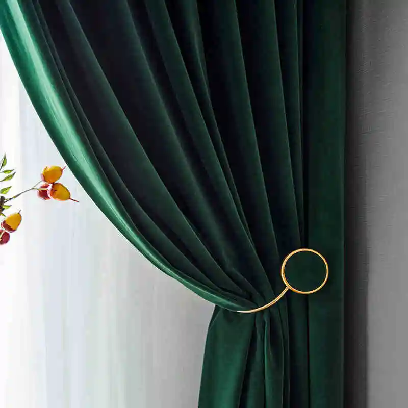 wholesale custom blackout velvet curtains for the living room window luxury simple design green curtains drapes for home house