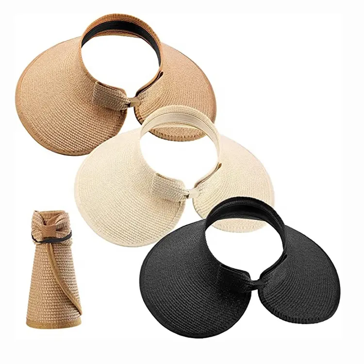 Sombreros con visera ancha para mujer, sombreros ligeros y plegables, enrollados, lisos, lisos, de paja, para playa, para verano