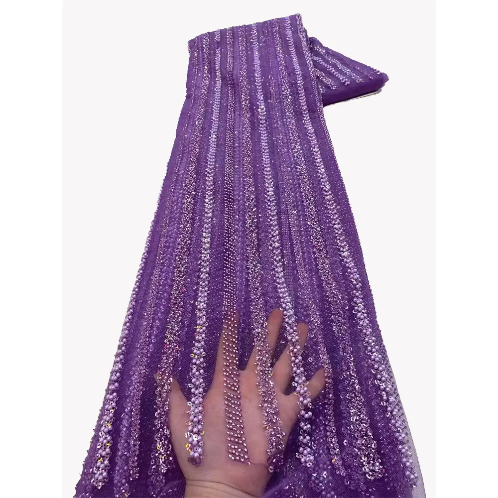 NIAI роскошная кружевная ткань из бисера свадебная ткань Высококачественная свадебная ткань французская нигерийская вышивка бисером тюль 5 ярдов