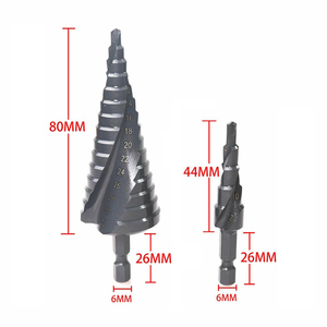 2Pcs/Set <strong>4</strong>-12 <strong>4</strong>-32mm HSS Step Drill Bit for Wood Metal Cone <strong>Hole</strong> Cutter Cone Drilling Tool <strong>1</strong>/4Inch Shank