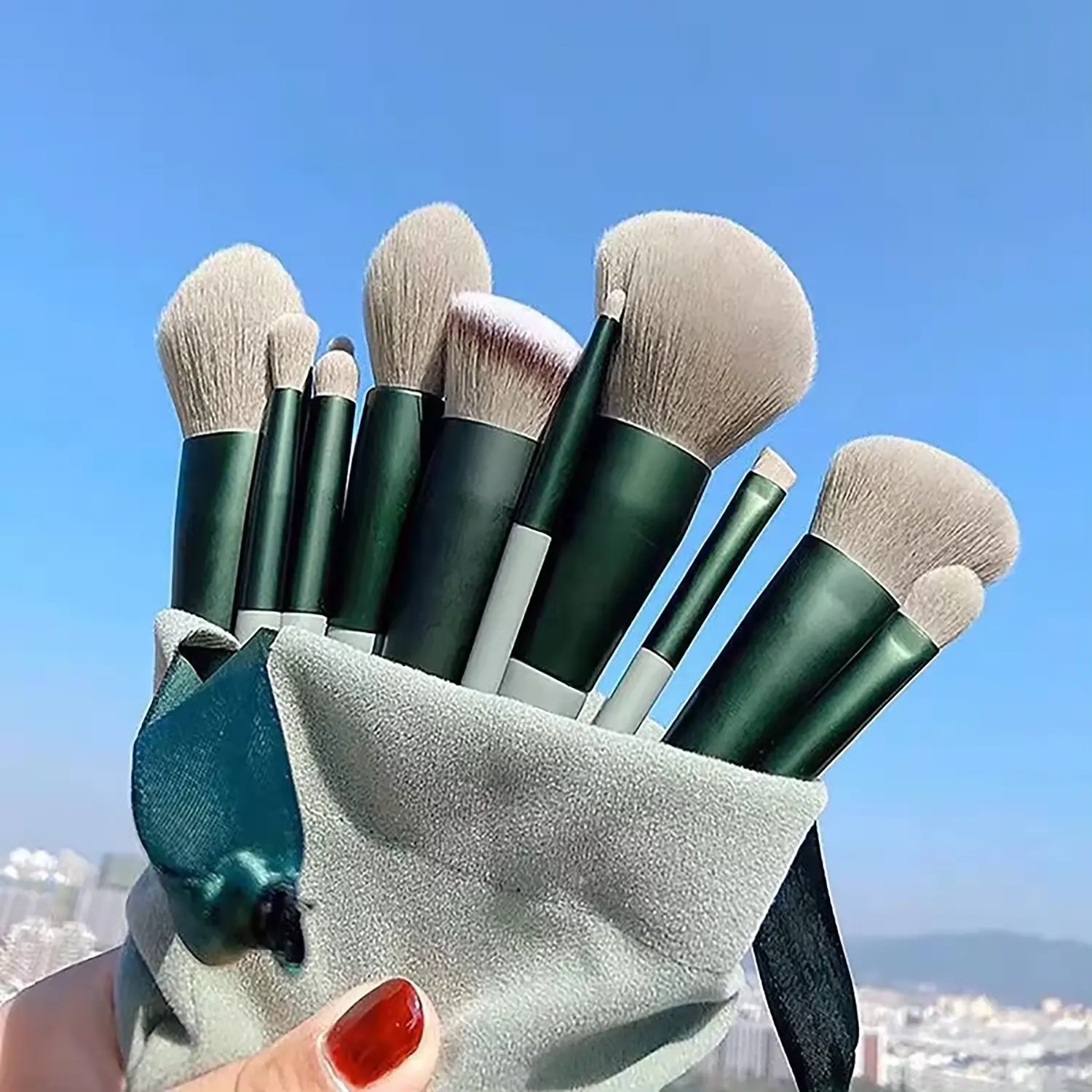 BUEART 2020 ücretsiz çanta siyah için açılı fırça kaş kozmetik eyeliner kaş burun fırçası vakıf yeşil makyaj fırçası