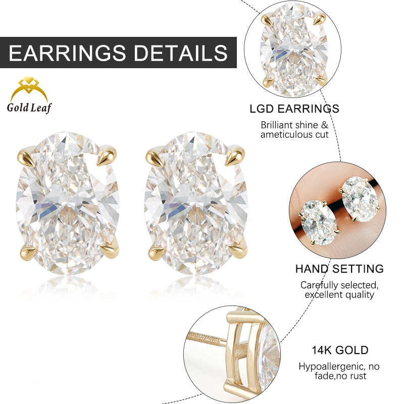 14K Gold 4 Claws Lab Grown Diamond Earrings