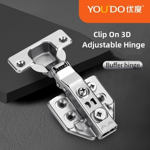 Youdo nhà máy bán hàng nóng 3D bản lề có thể điều chỉnh Clip-on đồ nội thất phần cứng Tủ bản lề mềm đóng thủy lực bản lề cho nhà bếp - Product Image 6