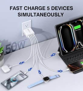 <strong>USB</strong> Type C Fast Charger 50W 5-Port Multi <strong>USB</strong> Plug <strong>Adapter</strong> with OVP Protection PD 3.0 Fast Charge Charging Plug - Product Image 5