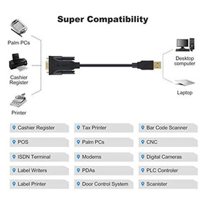 USB到RS232适配器，USB到DB9 Famale串行转换器电缆，用于Windows，Linux和Mac OS