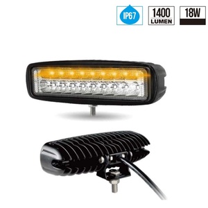 批发6英寸矩形点光束，带频闪DC10-30V 18w发光二极管工作灯白色/琥珀色，点/频闪功能闪光灯 - Product Image 2