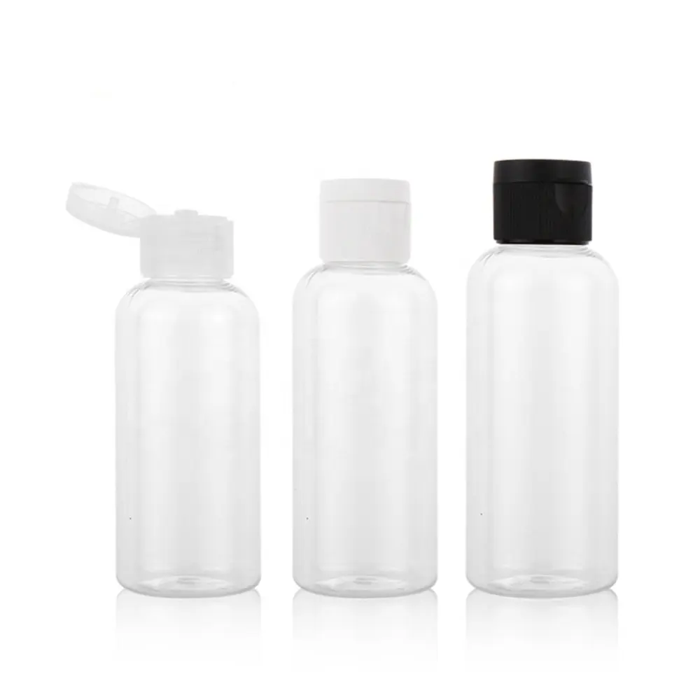 Garrafa de plástico para embalagens de shampoo, garrafa portátil de 10ml e 15ml/30ml para animais de estimação, com tampa superior de flip, tamanho de viagem, uso de embalagens de shampoo cosméticos