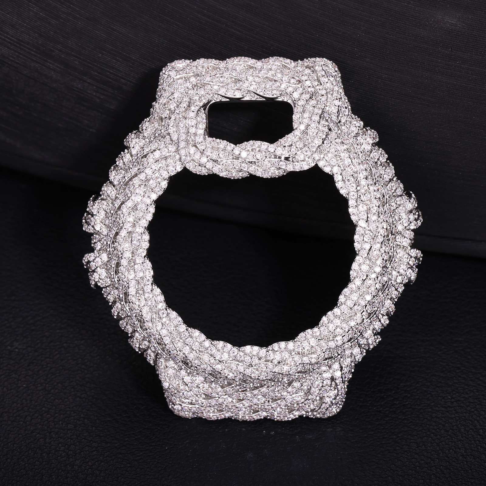 Brass Moissanite Watch Case (White Gold)