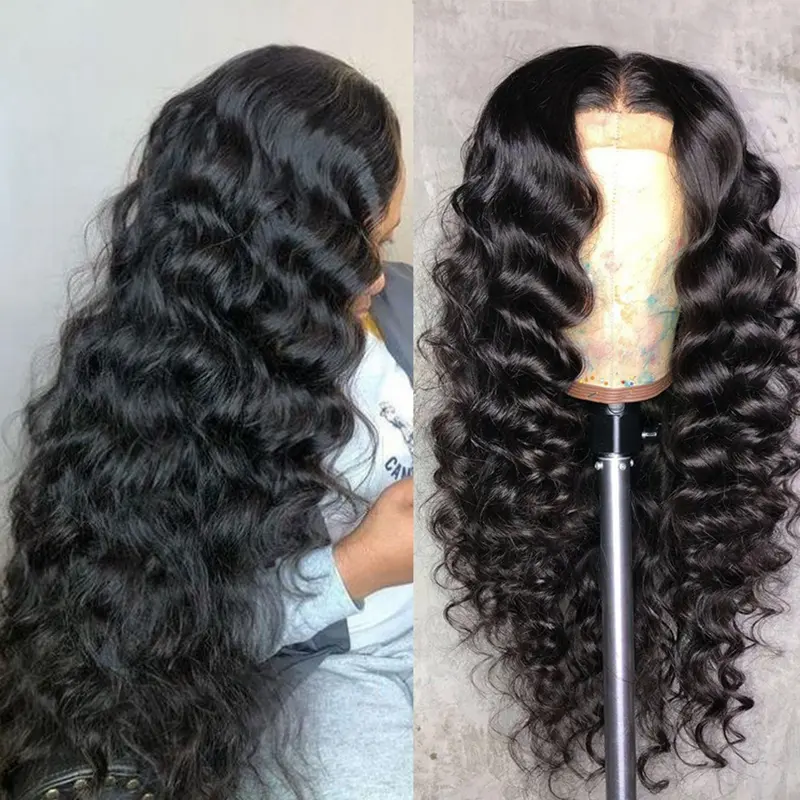 Natural Virgin Malaysian Human Hair 200 Density Loose Wave HD Lace Front Custom Wig with Natural Hairline HD Closure