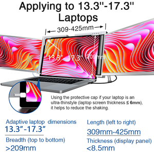 14 Zoll FHD Dual Screen Extender LCD-Monitor Tragbarer faltbarer IPS-Computer display Smart Gaming Dreifach-Laptop-Monitor - Product Image 4