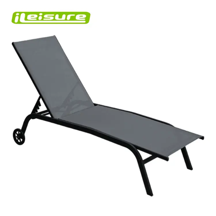 Muebles modernos de acero para exteriores, tumbona reclinable para playa con ruedas