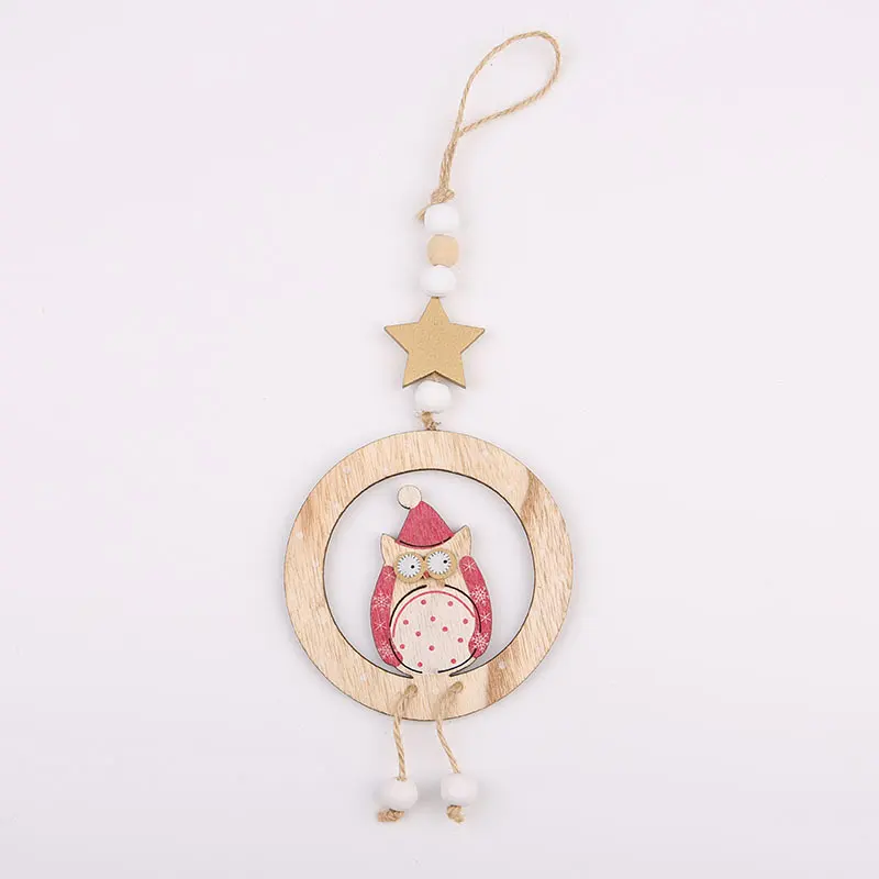 Wooden Christmas crafts pendants DIY creative Christmas tree decorations carved pendants holiday decoration tags wholesale