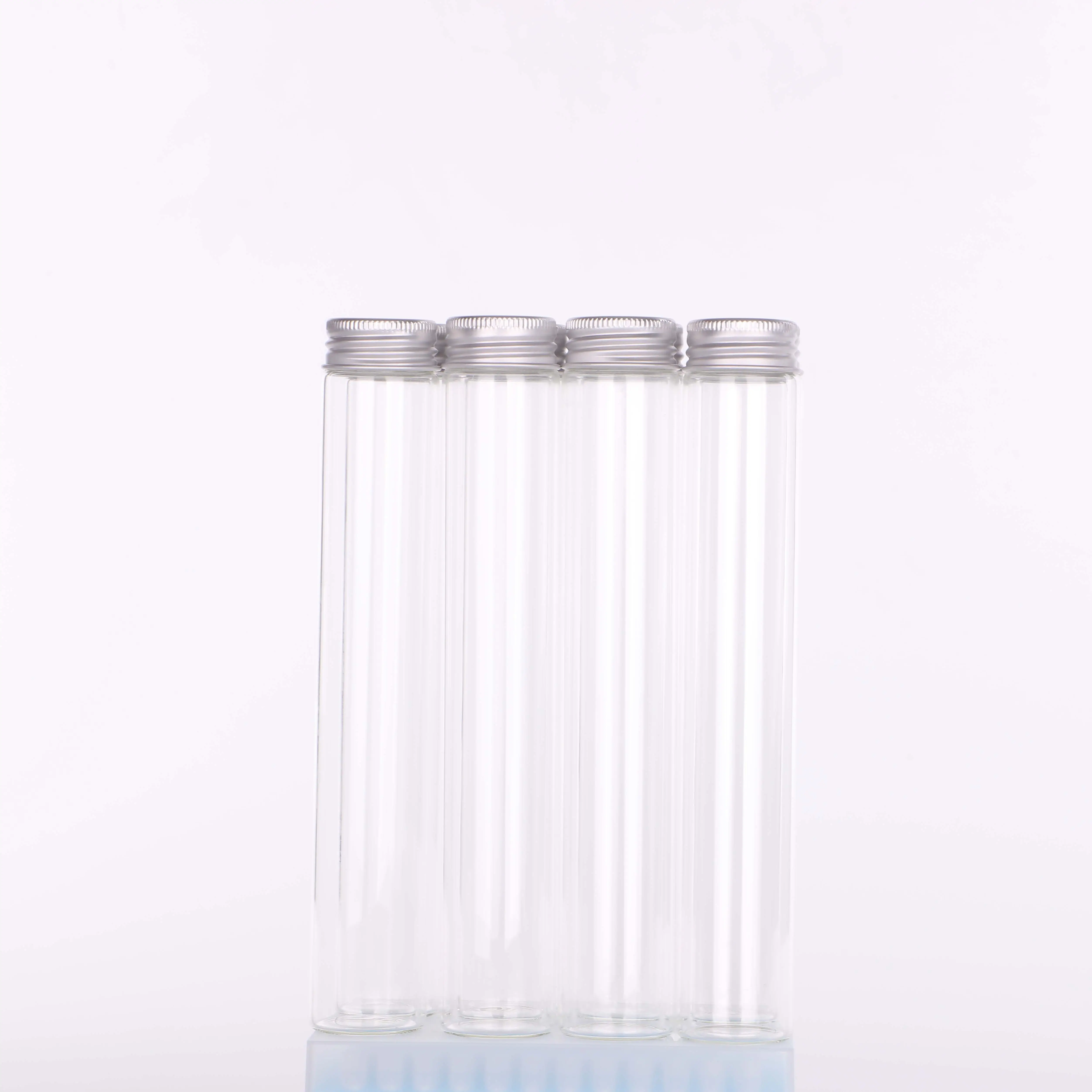 Tubo de ensayo de vidrio de diferentes tamaños, tapón de corcho, preenrollable, venta al por mayor, gran oferta