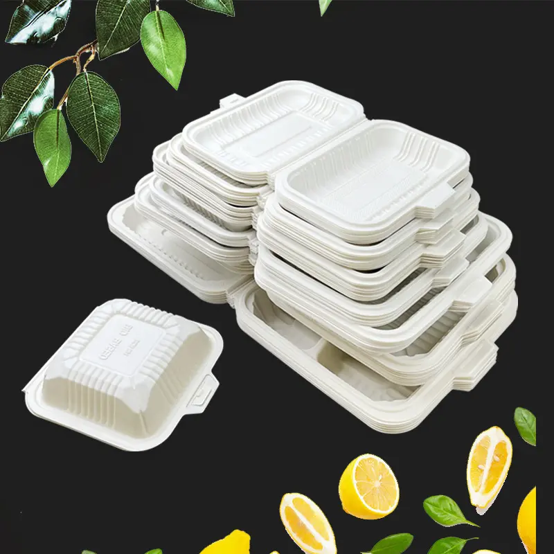 Contenitore monouso biodegradabile per alimenti in amido di mais lunch box stoviglie set per cena imballaggio in plastica di amido di mais