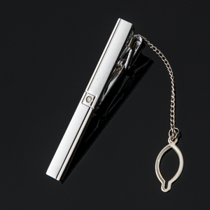 厂家批发低价简约钻石链银色男士领带夹领领带 - Product Image 3