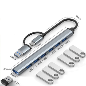 适用于笔记本电话的高质量便携式7合2扩展坞7端口USB3.0 USB2.0集线器USB C型适配器 - Product Image 3