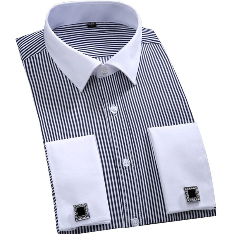 camicia formale a righe verticali bianche e nere