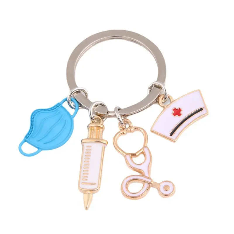 RENHUI 판촉 선물 열쇠 고리 열쇠 고리 사용자 정의 금속 간호사 의료 열쇠 고리 열쇠 고리