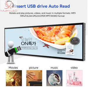 Muen 39.5 ''tam renkli akıllı Android 11 LED çubuk ekran reklam dijital tabela için 1920x536 Ultra geniş şerit ekran - Product Image 5