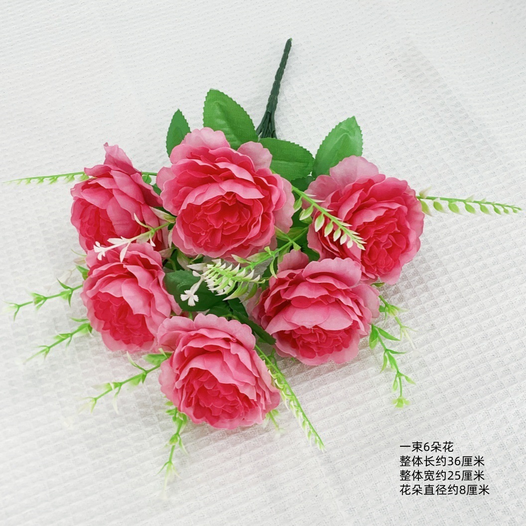 6 têtes de pivoines diamant rose foncé