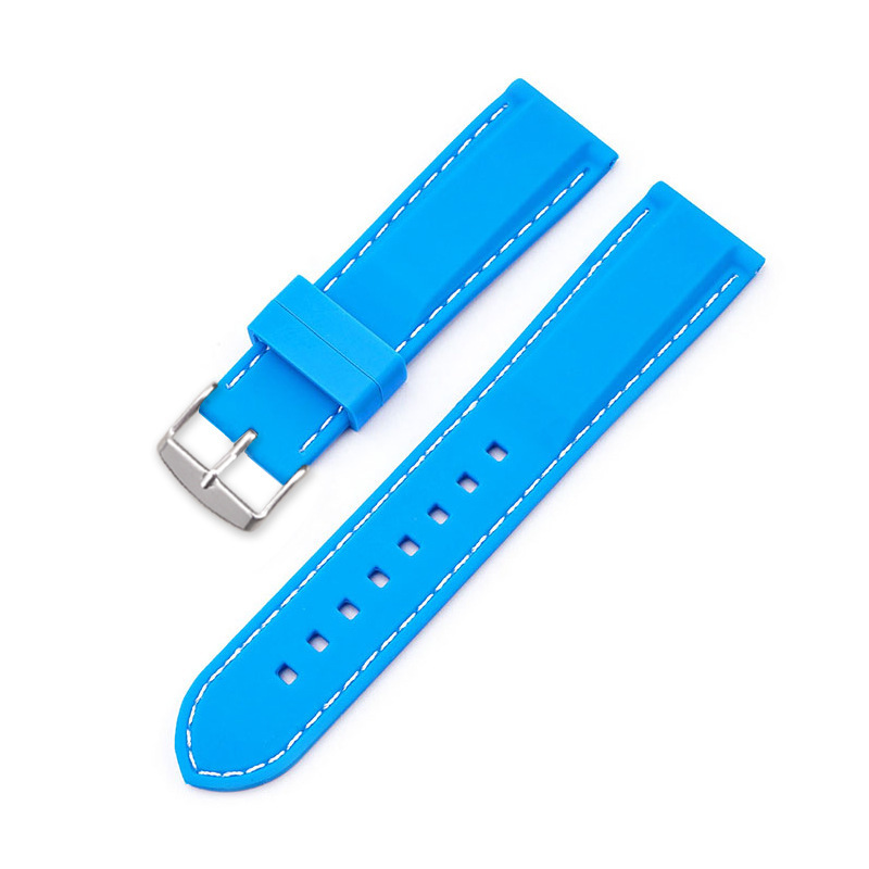 Bande bleu clair fil blanc