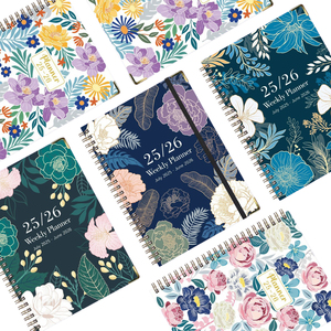 2025 Planer A5 <span class=keywords><strong>Notebook</strong></span> Wöchentlicher Monats kalender HardCover Spiral Bound Inner Pocket Monatliche Register karten Januar