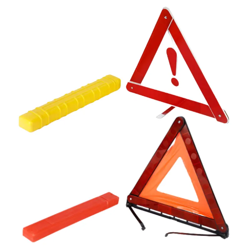مجموعة تحذير مثلث للسلامة في حالات الطوارئ قابلة للطي ، علامة المثلث ، مجموعة الطوارئ على جانب الطريق للسيارة مع تحذير عاكس