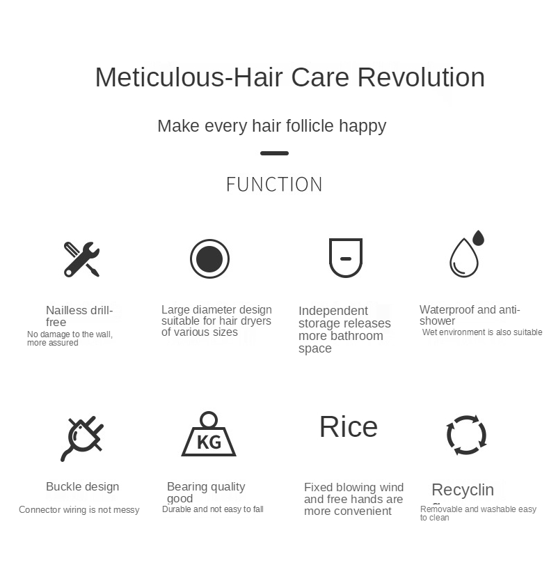 Hot sale hotel hair dryer wall-mounted hair dryer high-power hammer household wall-mounted special hair dryer custom logo