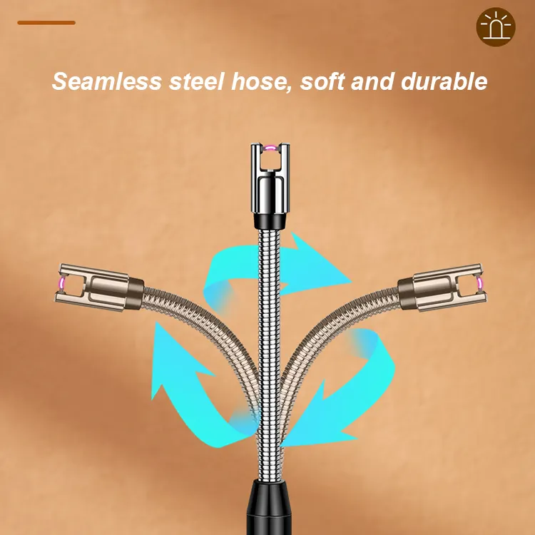 Encendedor de barbacoa de arco eléctrico Flexible de 360 grados, encendedor de pulso, encendedor de vela de cocina recargable por USB a prueba de viento