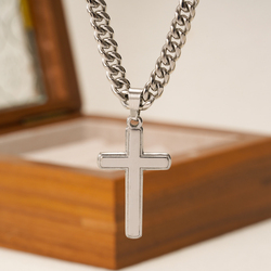 Collier chaîne cubaine Silver Cross