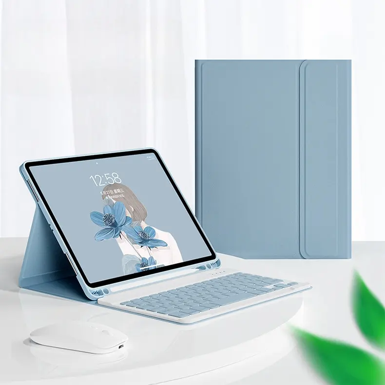 Casing Keyboard penutup dapat dilepas dengan Mouse nirkabel & pelindung layar Paperfeel magnetik untuk iPad Mini 4 & Mini 5 tablet 7.9 inci