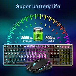 PCTENK XD10R无线游戏键盘和鼠标组合发光二极管背光3静音防水人体工程学游戏键盘鼠标组合 - Product Image 2