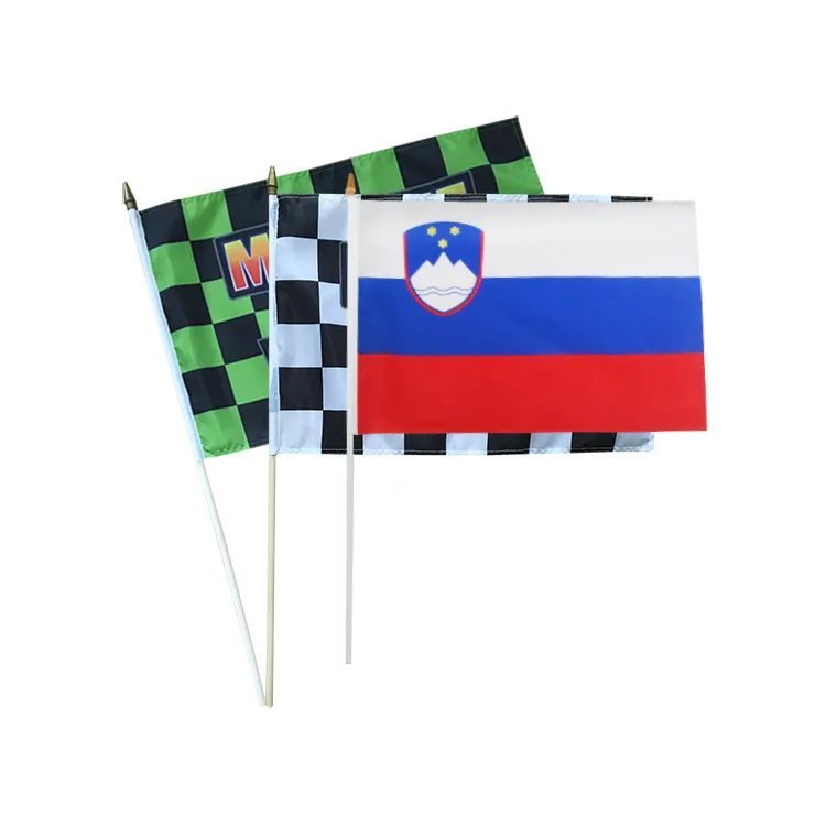 Advertising Events International Festival (6 "X 4") Custom Hand Waving Flag With Wooden Pole