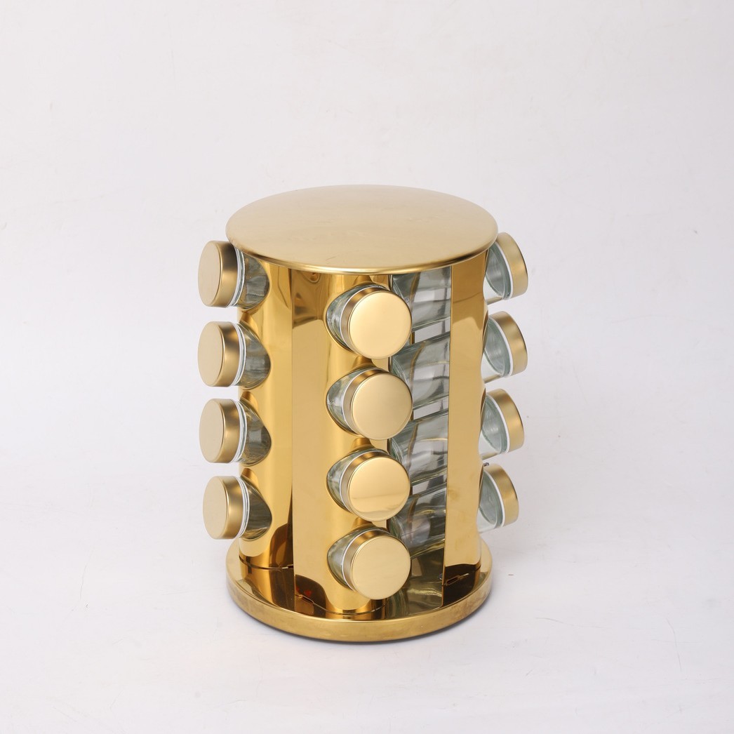 Lot de 16 pots ronds dorés