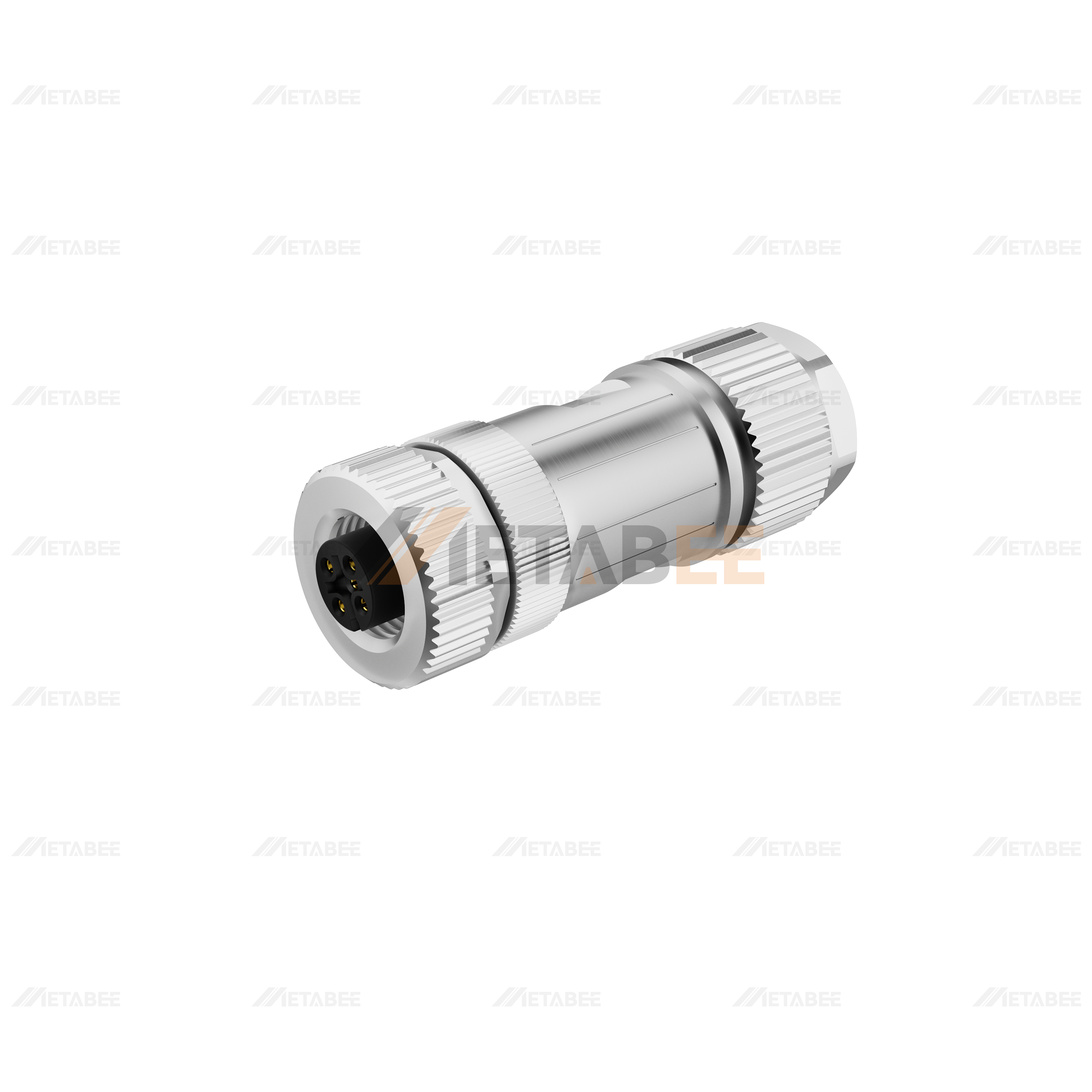 M12 Female Straight Shielded Crimp Term Socket