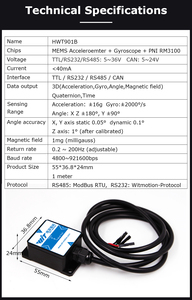 加速度计 + 测斜仪HWT901B-RS485 MPU9250 9轴陀螺仪 + 角度 + 数字罗盘 + 气压 + 高度IMU - Product Image 2