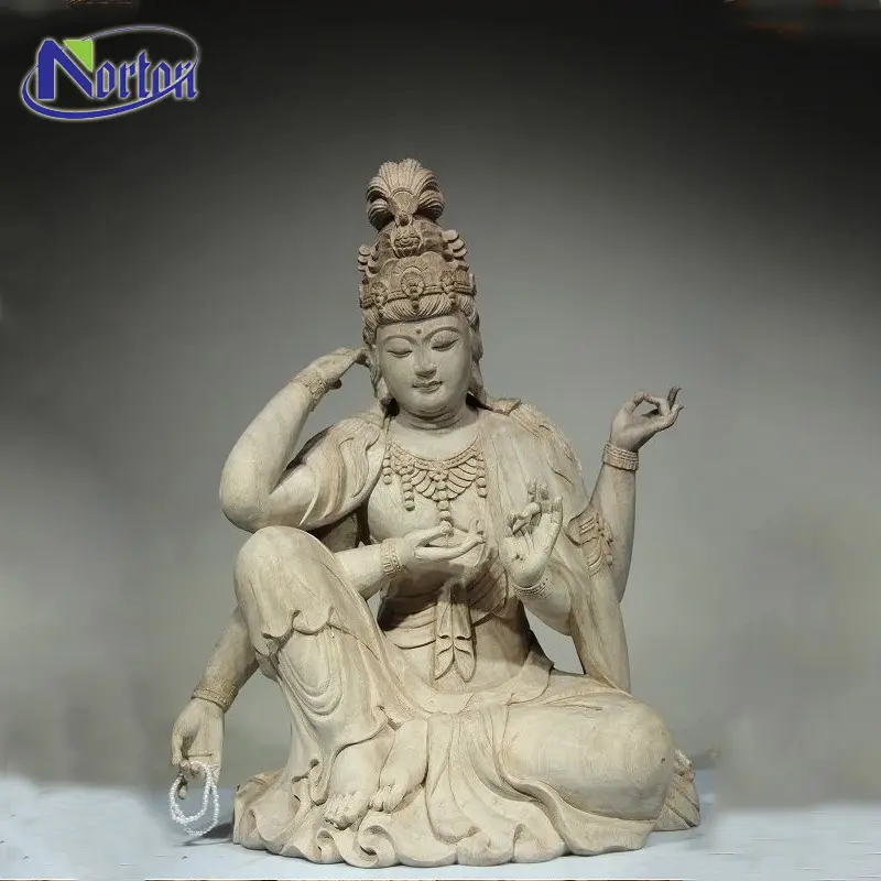 Estatua de Buda tallada a mano, escultura de Buda de piedra tailandesa, mármol blanco, NT-MSZ 007