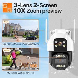 Camhipro กล้อง6MP Wi-Fi PTZ 3เลนส์ซูม10X ระยะไกลมองเห็นการเคลื่อนไหวของมนุษย์กล้องรักษาความปลอดภัยกลางแจ้ง IP65บ้าน - Product Image 5