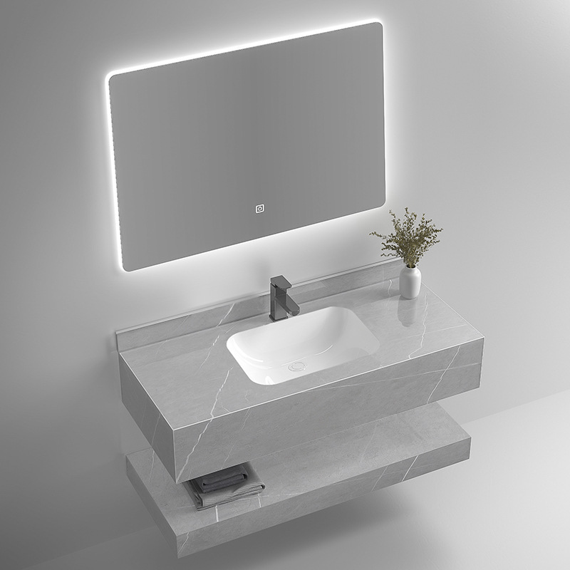 100-50-15cm double-layer basin + backlit mirror, fish belly