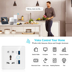 Enchufe inteligente USB con interruptor 5 pines multifunción 2USB ABS Material 10A corriente nominal Control de voz WIFI enchufe de Alimentación inteligente