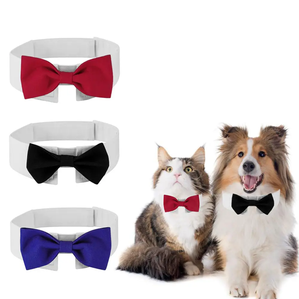 Accessoires d'habillage pour animaux de compagnie Chaton Chiot Cadeaux Articles de fête Collier de chien chat avec noeud papillon pour chiens et chats