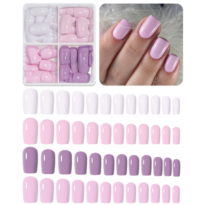 Misscheering 4 Grids 96 Pcs多色プレス爪フレンチチップ光沢のあるマットウェアラブルフルカバー指爪バルク - Product Image 2