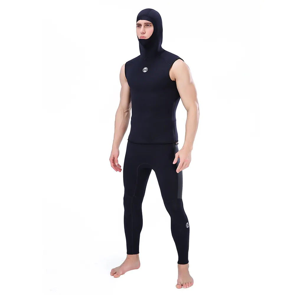 2mm 3mm erkekler 2 parça Wetsuit yelek kolsuz neopren fermuar yarım vücut banyo dalgıç kıyafeti tüplü dalış sörf rashguard