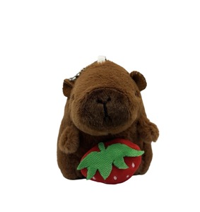 Kaliteli çilek Capybara peluş oyuncak anahtarlık doldurulmuş oyuncak sevimli çanta kolye hayvan oyuncaklar